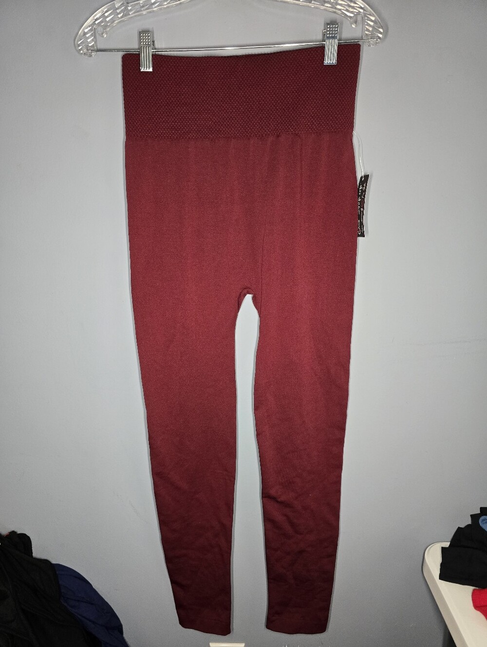 NEW One Step Up High Waisted Leggings-Womens 1X/2X-Maroon-yoga,lounge,casual